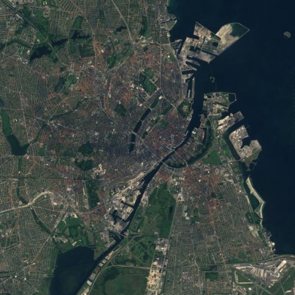 Satellite view of Copenhagen, Denmark